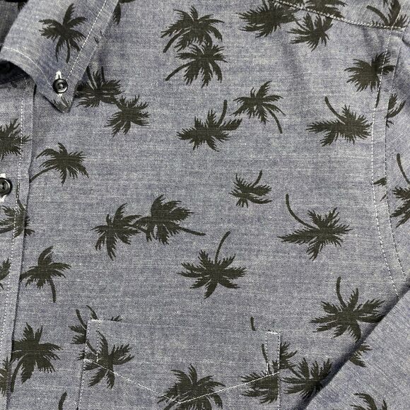Mens J. Crew Slim Long Sleeve Button Up Shirt Palm Tree Dark Gray/Black-L - Picture 6 of 12